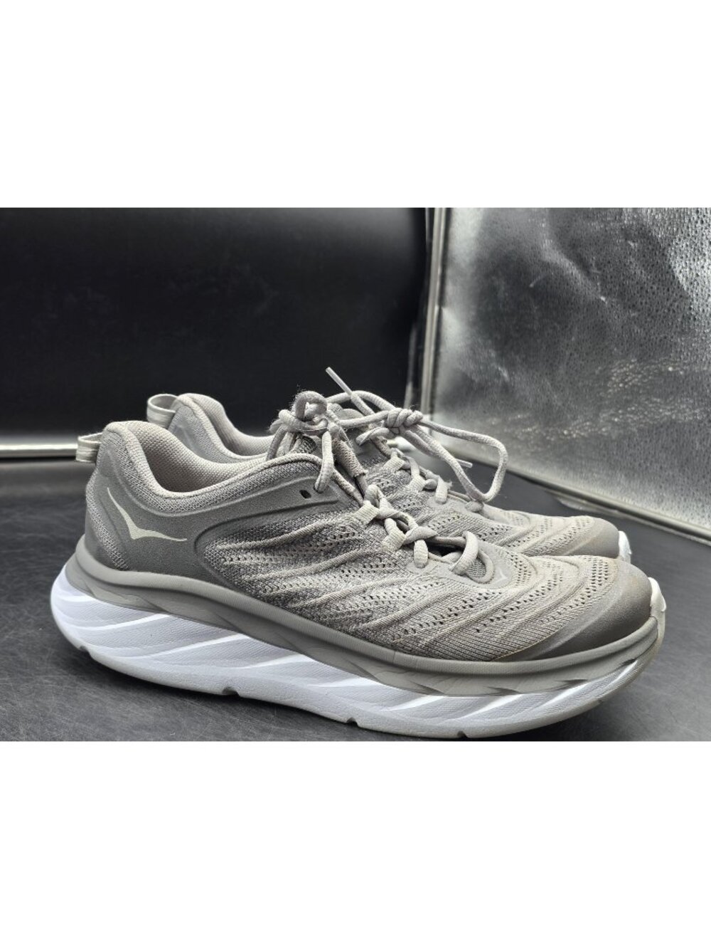 Hoka One One Akasa Shoes Womens Size 8 Gray Running Sneakers Stained Damaged